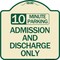 Signmission 10 Minute Parking Admission and Discharge Heavy-Gauge Aluminum Sign, 18" x 18", TG-1818-24644 A-DES-TG-1818-24644 - alternate 1